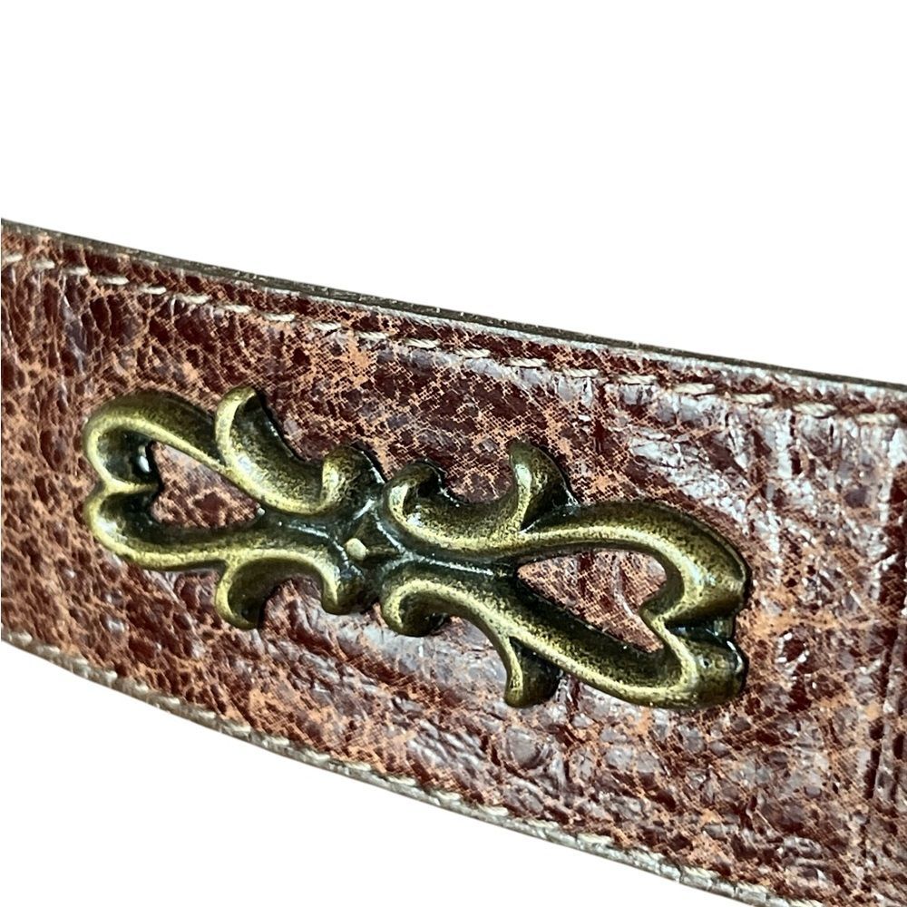 Vintage Leather Belt with Heavy Brass Embellishments Boho Bohemian Festival - Picture 5 of 8